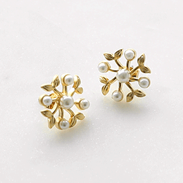AC0210/Two-Type Gold Pearl Earring